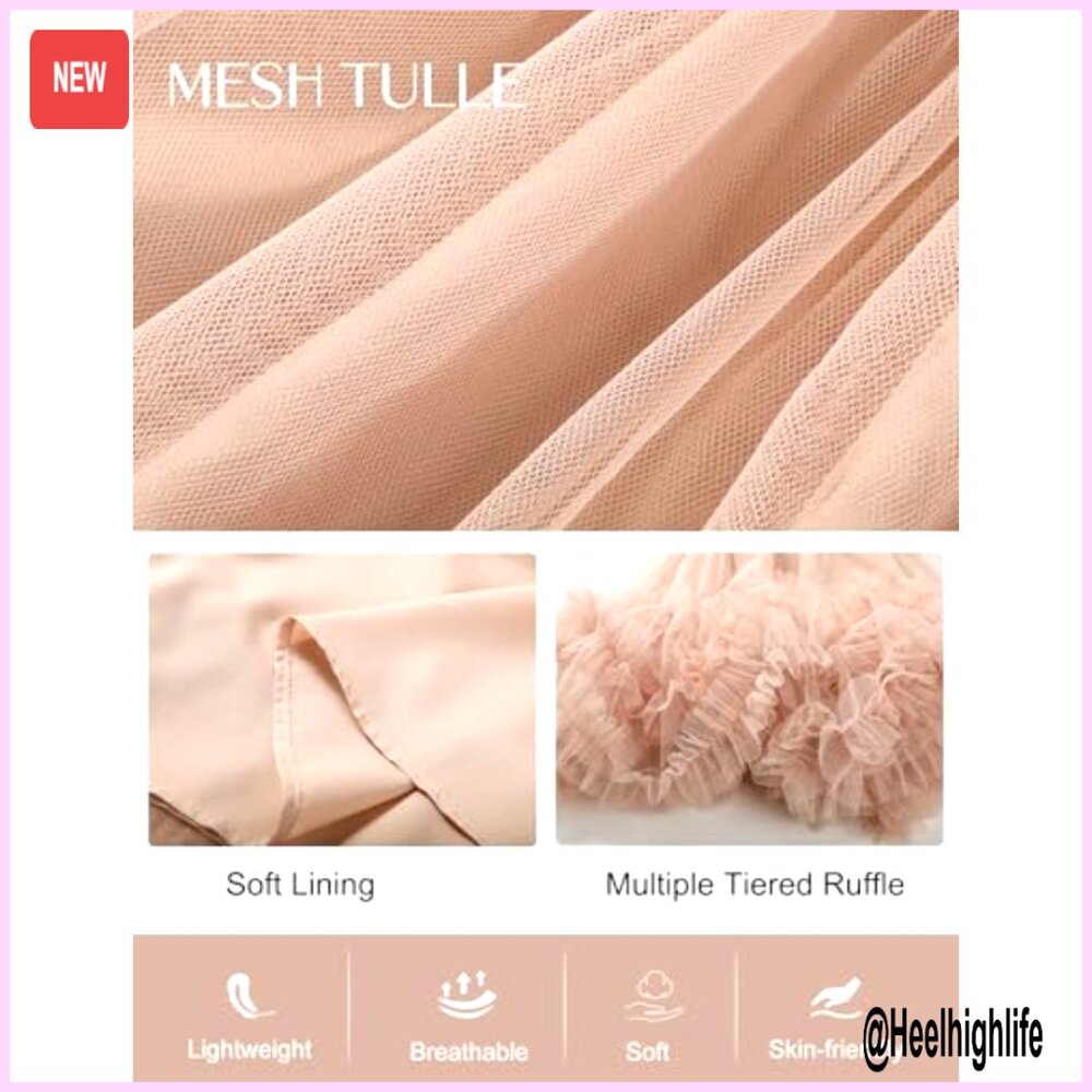 Women's Maxi Tulle Skirt in Blush - Picture 6 of 6